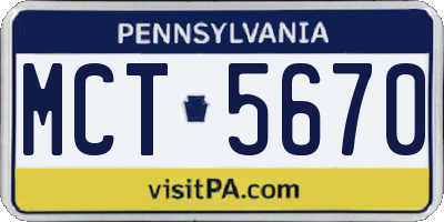 PA license plate MCT5670