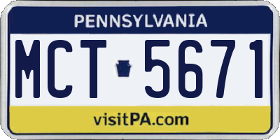 PA license plate MCT5671