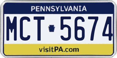 PA license plate MCT5674