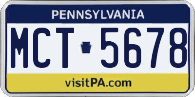 PA license plate MCT5678