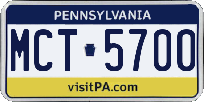 PA license plate MCT5700