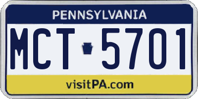 PA license plate MCT5701