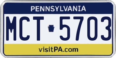 PA license plate MCT5703