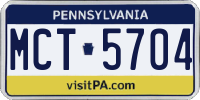 PA license plate MCT5704