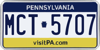 PA license plate MCT5707