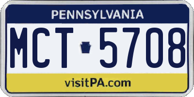 PA license plate MCT5708