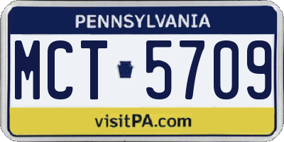 PA license plate MCT5709