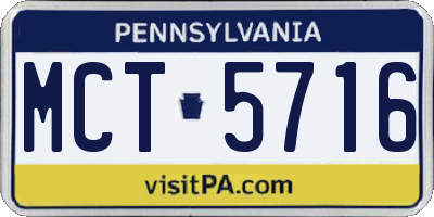 PA license plate MCT5716