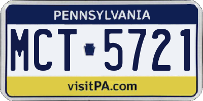 PA license plate MCT5721