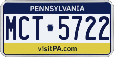 PA license plate MCT5722