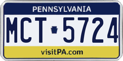 PA license plate MCT5724