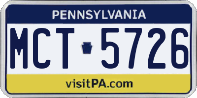 PA license plate MCT5726
