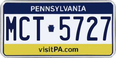 PA license plate MCT5727