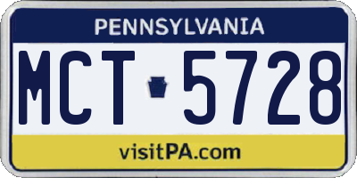 PA license plate MCT5728