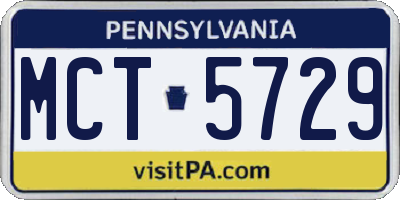 PA license plate MCT5729