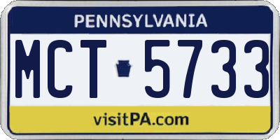PA license plate MCT5733