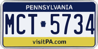 PA license plate MCT5734