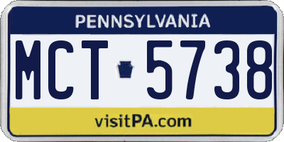 PA license plate MCT5738
