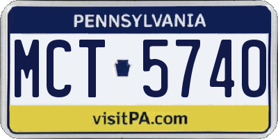 PA license plate MCT5740