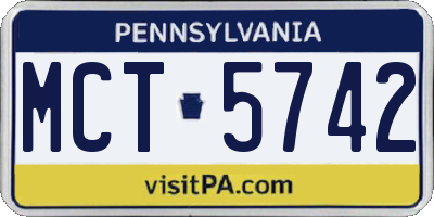 PA license plate MCT5742
