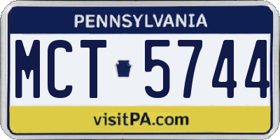 PA license plate MCT5744