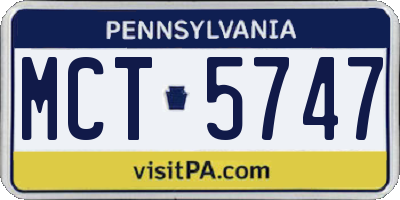 PA license plate MCT5747