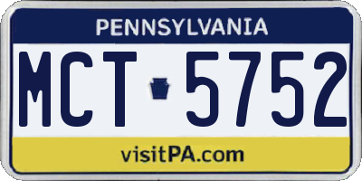PA license plate MCT5752