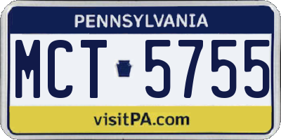 PA license plate MCT5755
