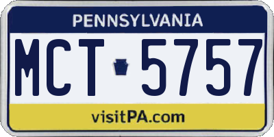 PA license plate MCT5757