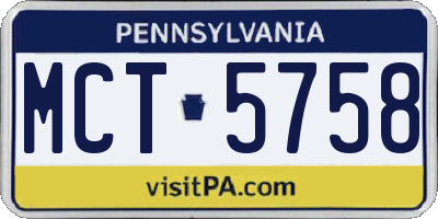 PA license plate MCT5758