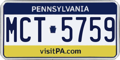 PA license plate MCT5759