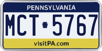 PA license plate MCT5767