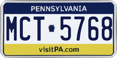 PA license plate MCT5768