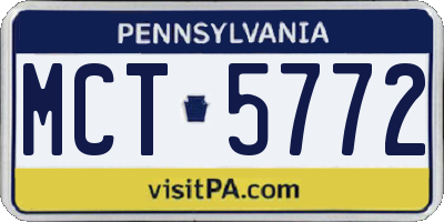 PA license plate MCT5772