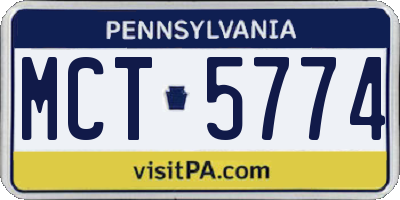 PA license plate MCT5774