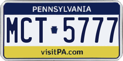 PA license plate MCT5777
