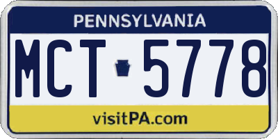 PA license plate MCT5778