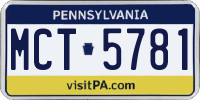 PA license plate MCT5781