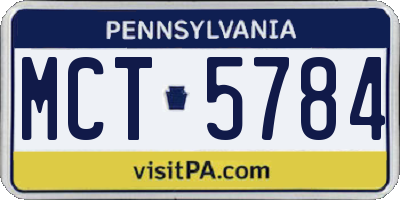 PA license plate MCT5784