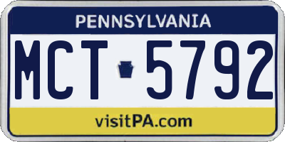 PA license plate MCT5792