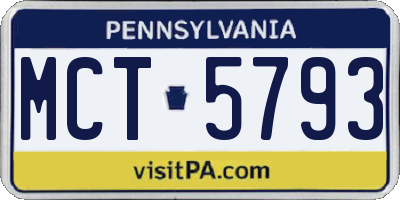 PA license plate MCT5793