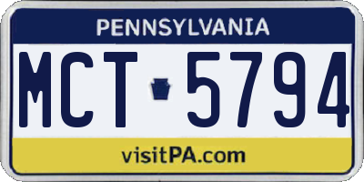 PA license plate MCT5794