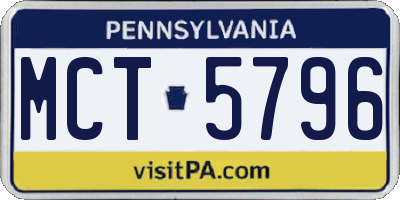 PA license plate MCT5796