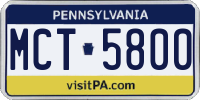 PA license plate MCT5800
