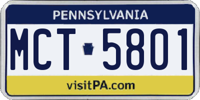 PA license plate MCT5801