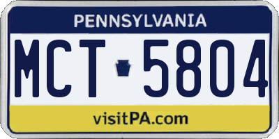 PA license plate MCT5804