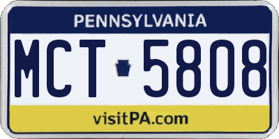 PA license plate MCT5808