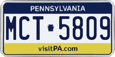 PA license plate MCT5809