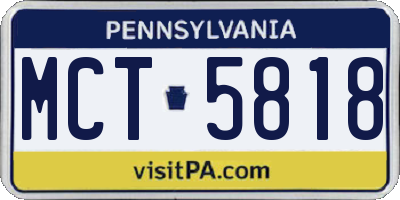 PA license plate MCT5818