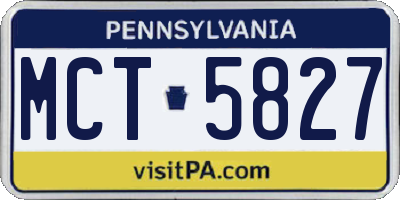 PA license plate MCT5827